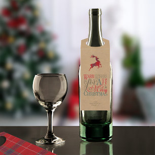 Warm Wishes Kraft & Tartan Red ID589 Bottle Tag