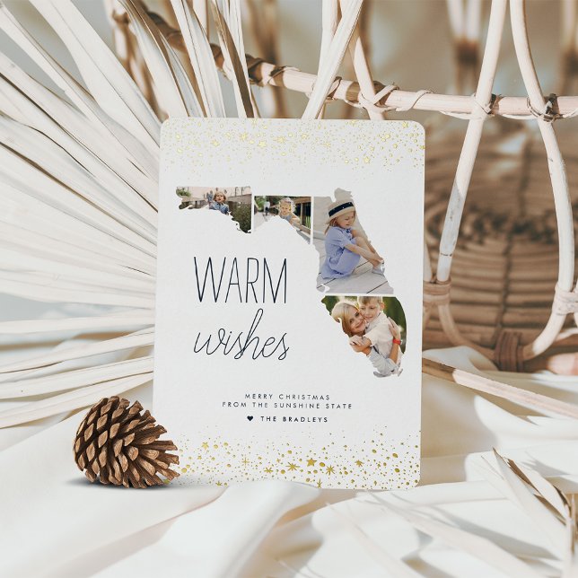 Warm Wishes | Multi Photo Florida Foil Holiday Card (Creator Uploaded)