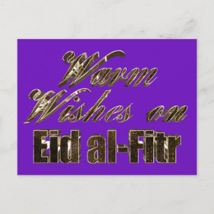 Warm Wishes on Eid al-Fitr Purple Gold Typography Postcard