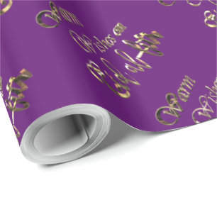 Warm Wishes on Eid al-Fitr Purple Gold Typography Wrapping Paper