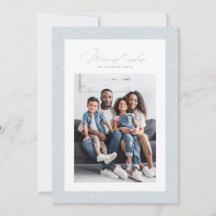 Warm wishes one photo snow flurry frame simple holiday card