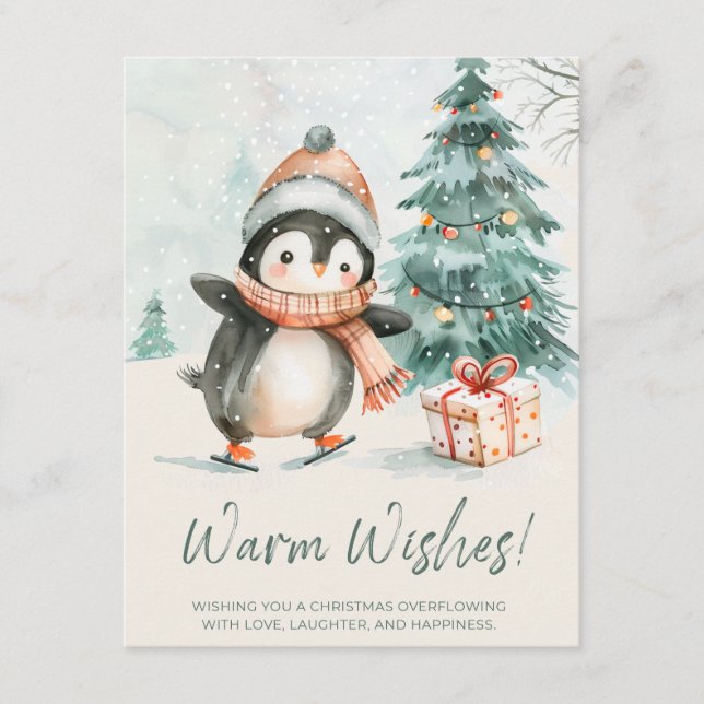 Warm Wishes Penguin Holiday Card (Front)