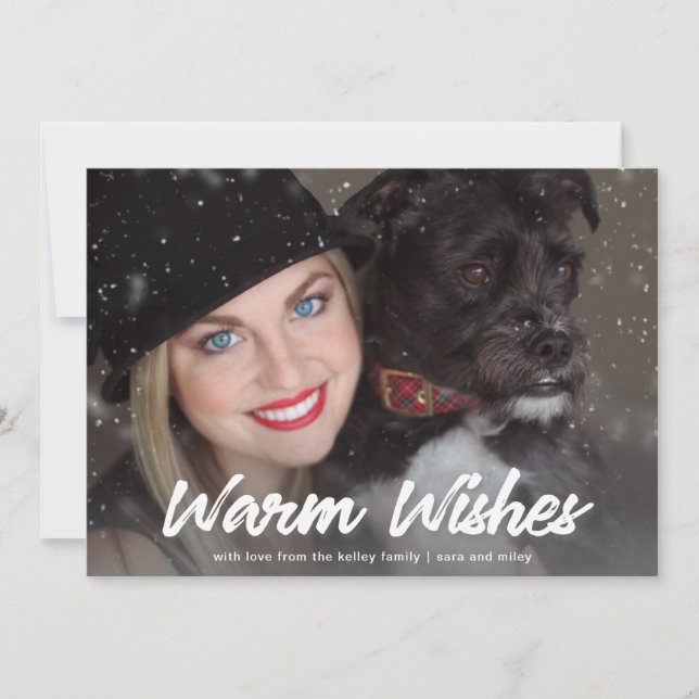 Warm Wishes Personalised Horizontal Photo Holiday Card (Front)