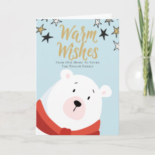Warm Wishes Personalised Polar Bear Christmas Holiday Card