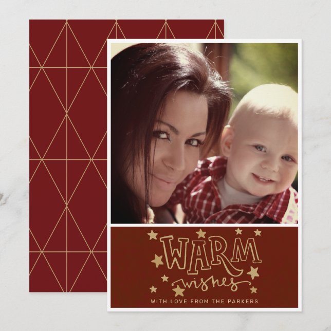Warm Wishes Photo Holiday / Christmas Card (Front/Back)
