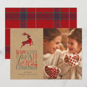 Warm Wishes Photo Kraft & Tartan Red ID589 Invitation