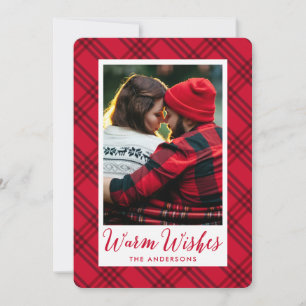 Warm Wishes   Plaid Holiday Photo Card