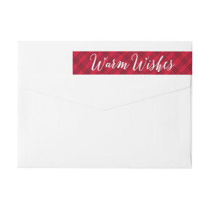 Warm Wishes   Plaid Holiday Wrap Around Label