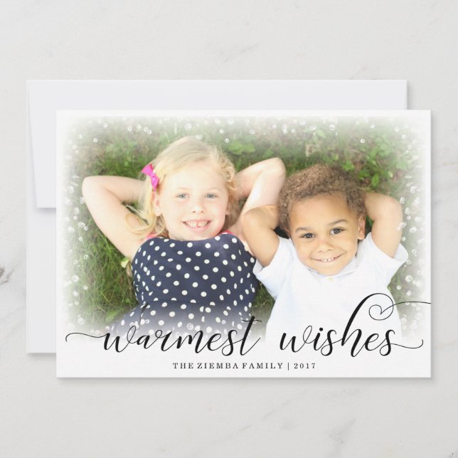 Warm Wishes Snow Christmas Holiday Photo Card (Front)