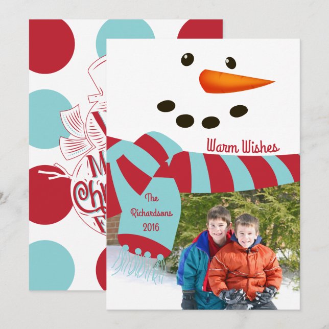 Warm Wishes, Snowman Photo Card (Front/Back)