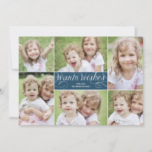 Warm Wishes Swirl Holiday Photo Card - Navy