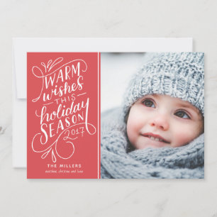 Warm Wishes This Holiday Hand Lettered 1-Photo Red