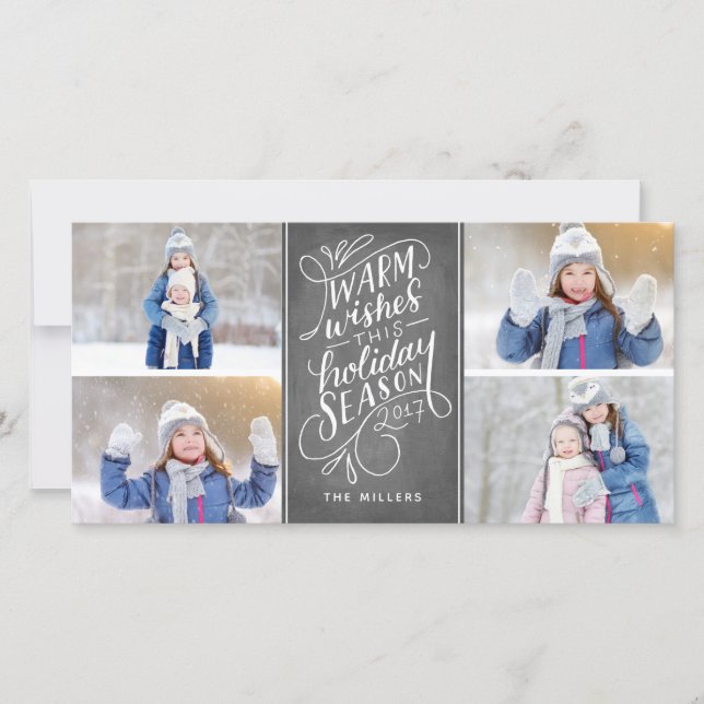 Warm Wishes This Holiday Hand Lettered 4-Photo (Front)