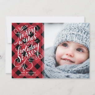 Warm Wishes This Holiday Hand Lettered Photo Plaid