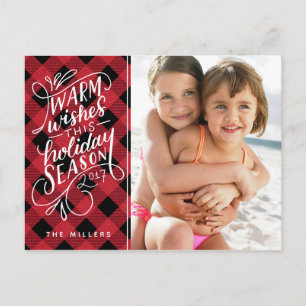 Warm Wishes This Holiday Hand Lettered Plaid