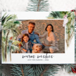 Warm Wishes | Tropical Beach Christmas Photo Holiday Card<br><div class="desc">Send your holiday greetings in style with this simple and sweet Christmas photo card. No matter what time of year, we can pretend we’re on a tropical island lush tropical greenery! Room for one more of your favourite photos and a custom message on the back. Add your custom wording to...</div>