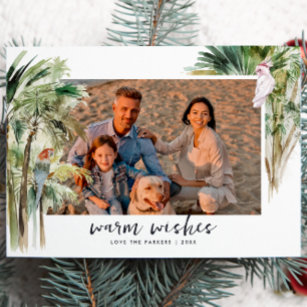 Warm Wishes   Tropical Beach Christmas Photo Holiday Card