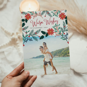 Warm Wishes   Tropical Christmas Photo Holiday Card
