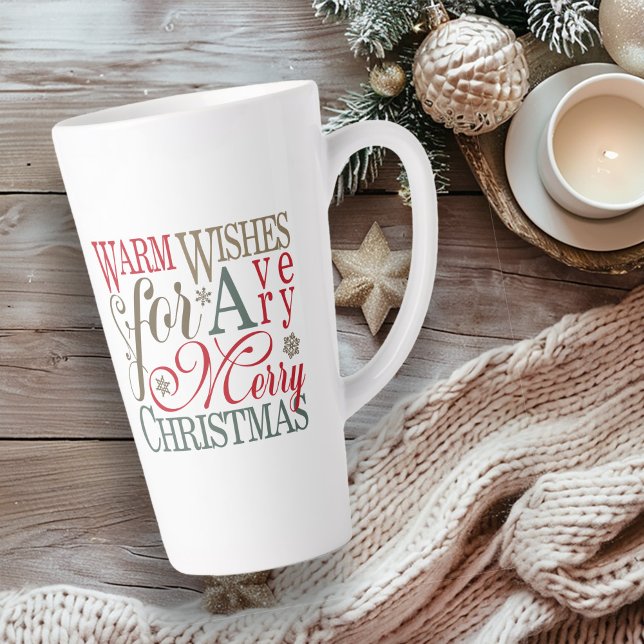 Warm Wishes Typography Red/Green ID589 Latte Mug (Creator Uploaded)