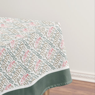 Warm Wishes Typography Red/Green w/Reindeer ID589 Tablecloth