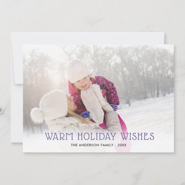 Warm Wishes | Ultra Violet 2 Photo Christmas Holiday Card (Front)