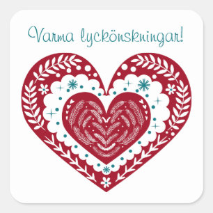 Warm Wishes Varma lyckönskningar! Scandinavian Square Sticker
