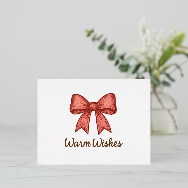 Warm Wishes Vintage Bow Coquette Holiday Gift (Standing Front)