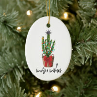 Warm Wishes Watercolor Cactus Houseplant Christmas