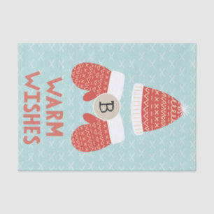 Warm Wishes Winter Christmas Hat & Gloves Holiday Tissue Paper