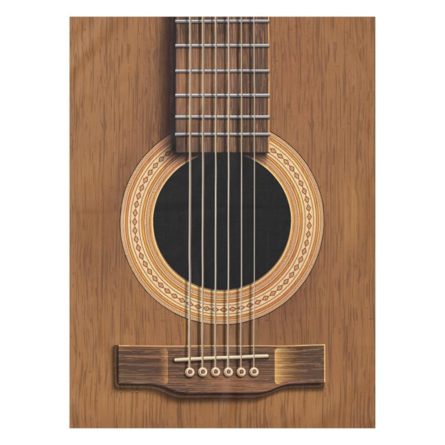 Warm Wood Acoustic Guitar Table Cloth (Front)