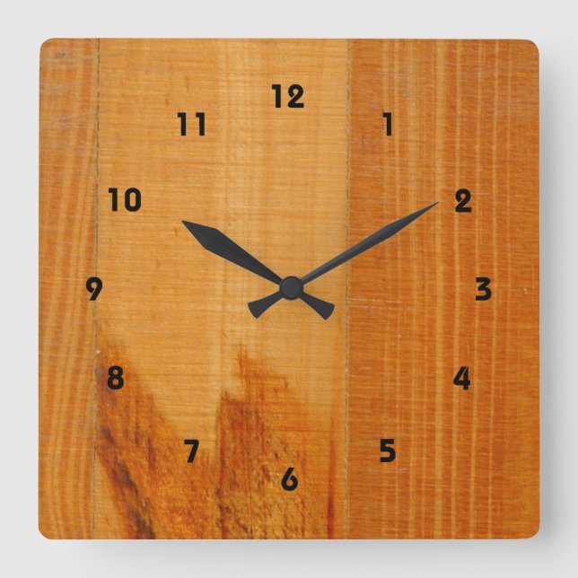 Warm Wooden Boards Square Wall Clock (Front)