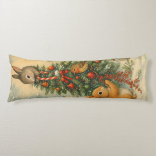 Warm woodland bunny christmas festive winter body cushion