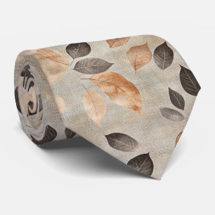 Warm Woodland Leaves and Twig in Earth Tones Tie