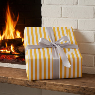 Warm Yellow and White Narrow Stripes Wrapping Paper Sheet