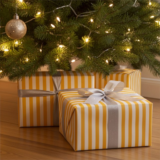 Warm Yellow and White Narrow Stripes Wrapping Paper Sheet (Creator Uploaded)