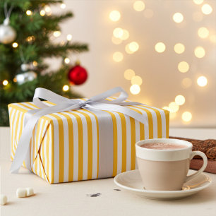 Warm Yellow and White Striped Wrapping Paper