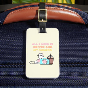 Warm Yellow Cat&Camera Luggage Tag