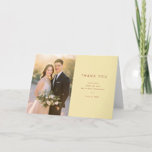 Warm Yellow Elegant Photo Thank You Card