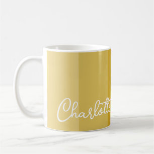 WARM YELLOW GOLD PALETTE COLOR SHADE STRIPES NAME COFFEE MUG