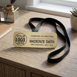 Warm Yellow Minimalist Logo Professional Name Tag