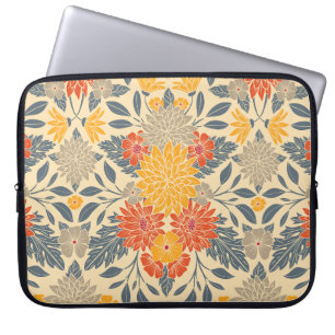 Warm Yellow, Orange & Blue Floral Laptop Sleeve