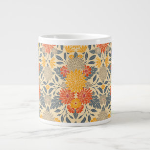 Warm Yellow, Orange & Blue Floral Large Coffee Mug