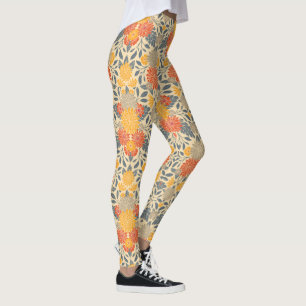 Warm Yellow, Orange & Blue Floral Leggings