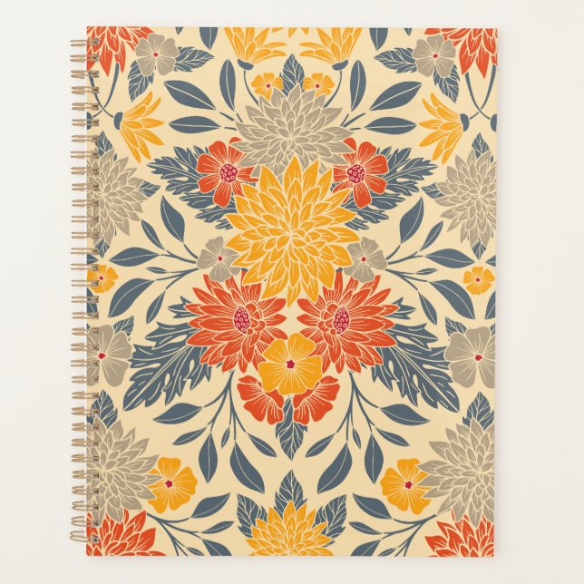 Warm Yellow, Orange & Blue Floral Planner (Front)