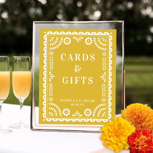 Warm Yellow Papel Picado Wedding Reception Sign