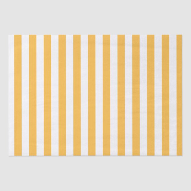 Warm Yellow, White Narrow Stripes, Elegant Modern Tissue Paper (Front)