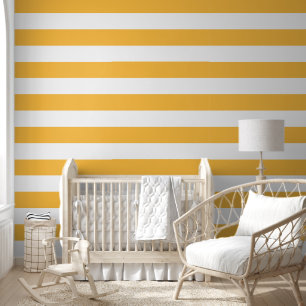 Warm Yellowish Orange Horizontal Stripes Wallpaper