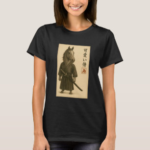 Warmblood Horse Samurai Ink Art Sumi-e Style Novel T-Shirt