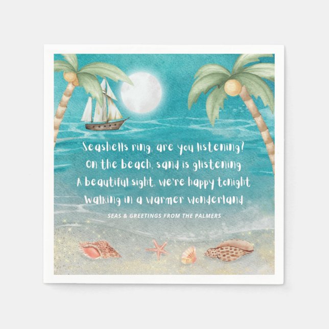 Warmer Wonderland Tropical Beach Christmas Napkin (Front)