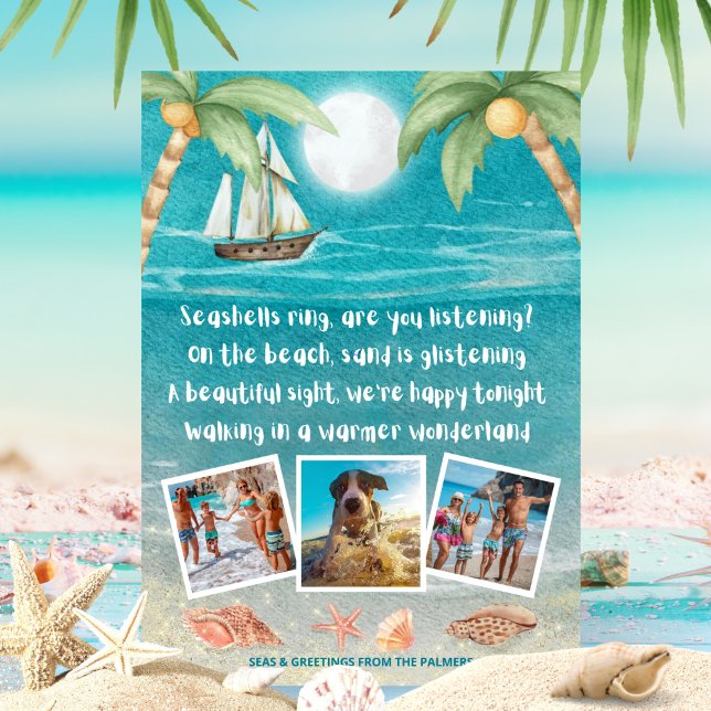 Warmer Wonderland Tropical Beach Photo Christmas Holiday Card (Creator Uploaded)